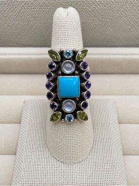 Nicky Butler Size 6 Multi Gemstone Sterling Ring
